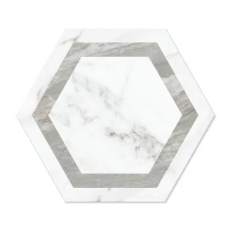 Marmor Hexagon Klinker Venato Vit-Grå Matt-Satin 29x33 cm